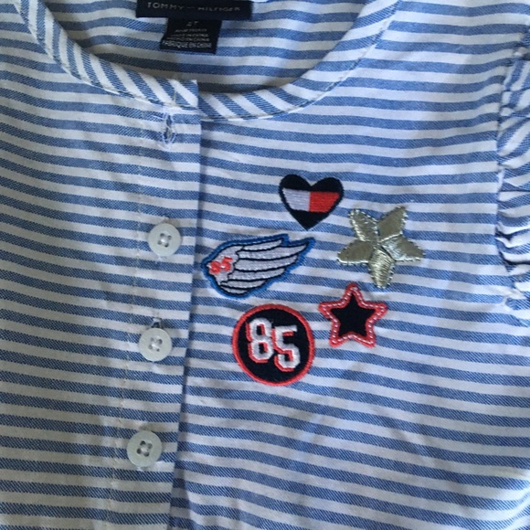 New Tommy Hilfiger 4T girl blue white Strip Dress - Picture 3 of 7